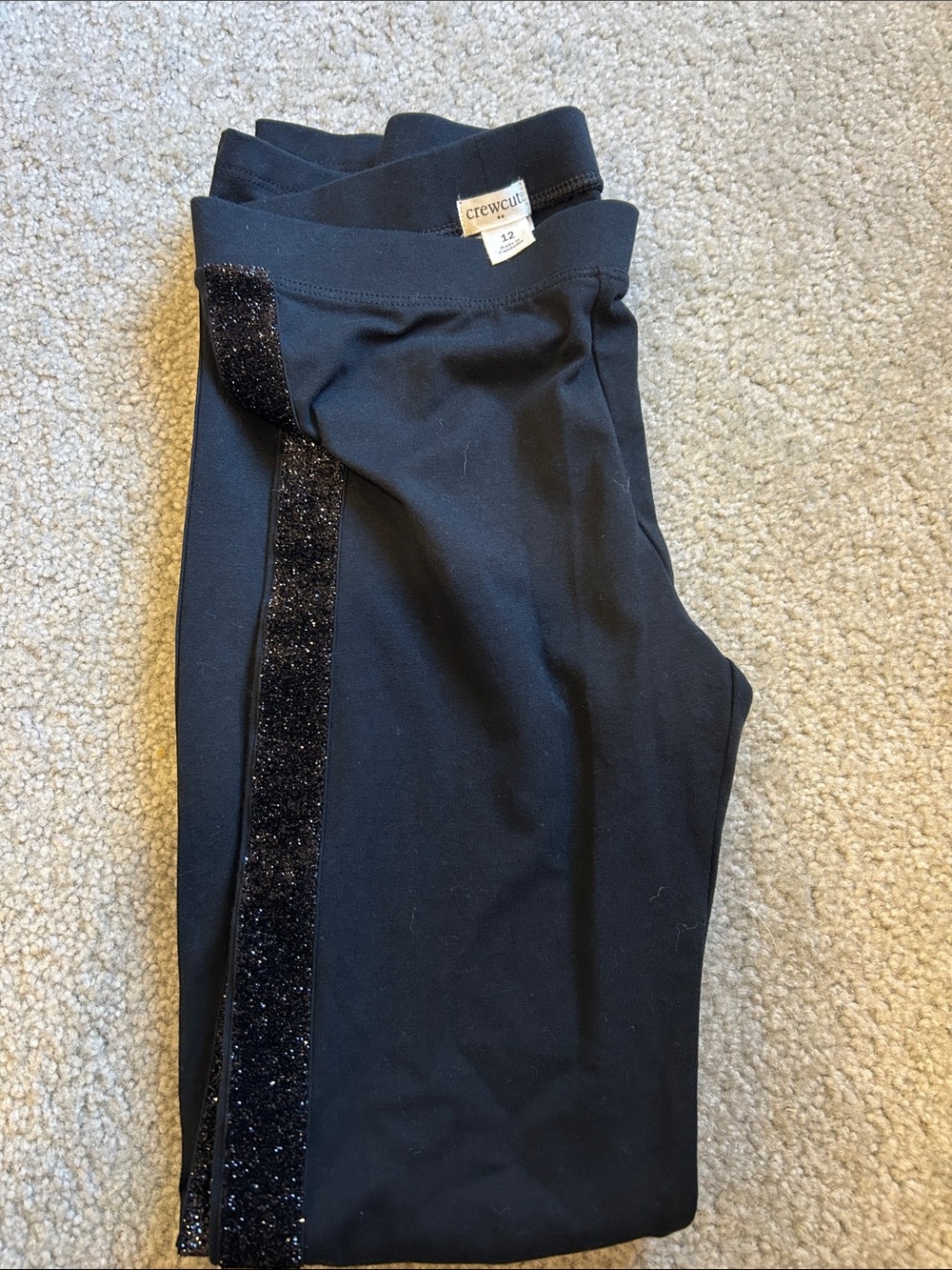 Crewcuts Black Leggings with Glitter Side Stripe